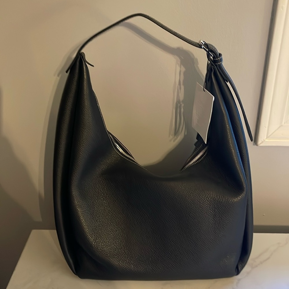 Brand New with tag Toteme Pebble Grain Leather Belt Hobo Bag in black